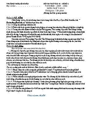 Đề thi thử vào Lớp 10 THPT môn Ngữ văn - Đề số 2 - Năm học 2015-2016 - Trường THCS Liên Châu (Có đáp án)